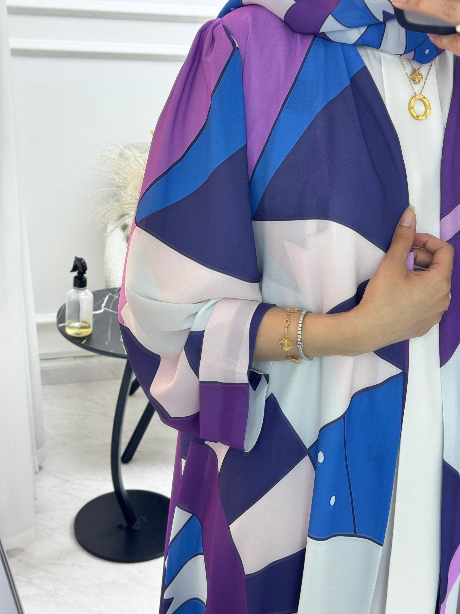C 1294 Purple Blue Printed Abaya