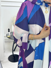 C 1294 Purple Blue Printed Abaya