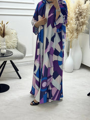 C 1294 Purple Blue Printed Abaya