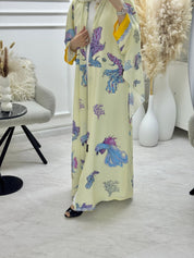 C 1295 Cream Reef Printed Abaya