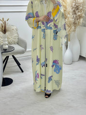 C 1295 Cream Reef Printed Abaya