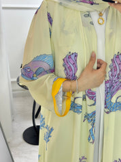 C 1295 Cream Reef Printed Abaya