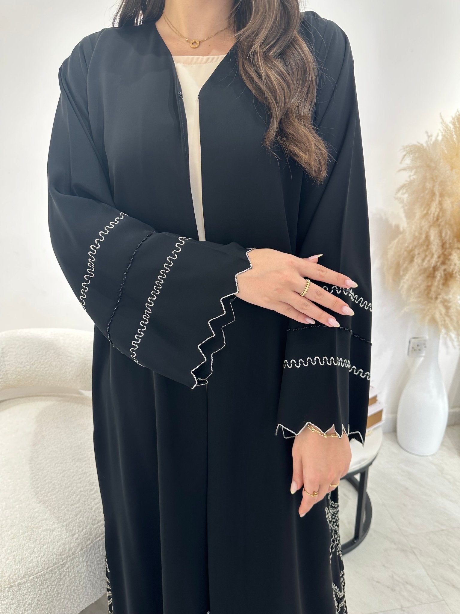 C 1299 Black Embroidered Abaya