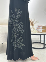 C 1299 Black Embroidered Abaya