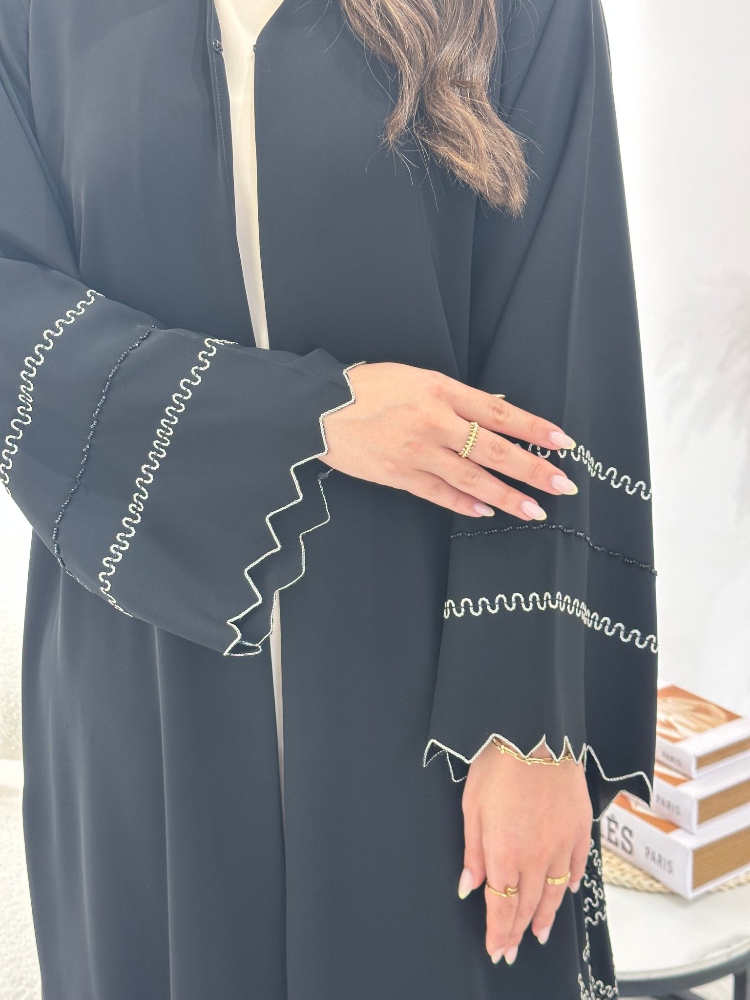 C 1299 Black Embroidered Abaya