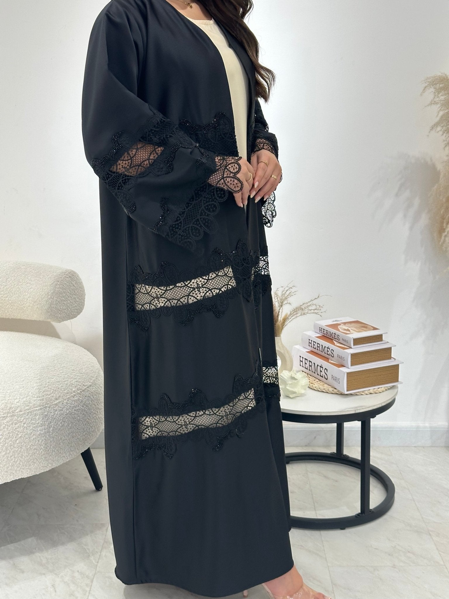 C 1316 Black Lace Abaya