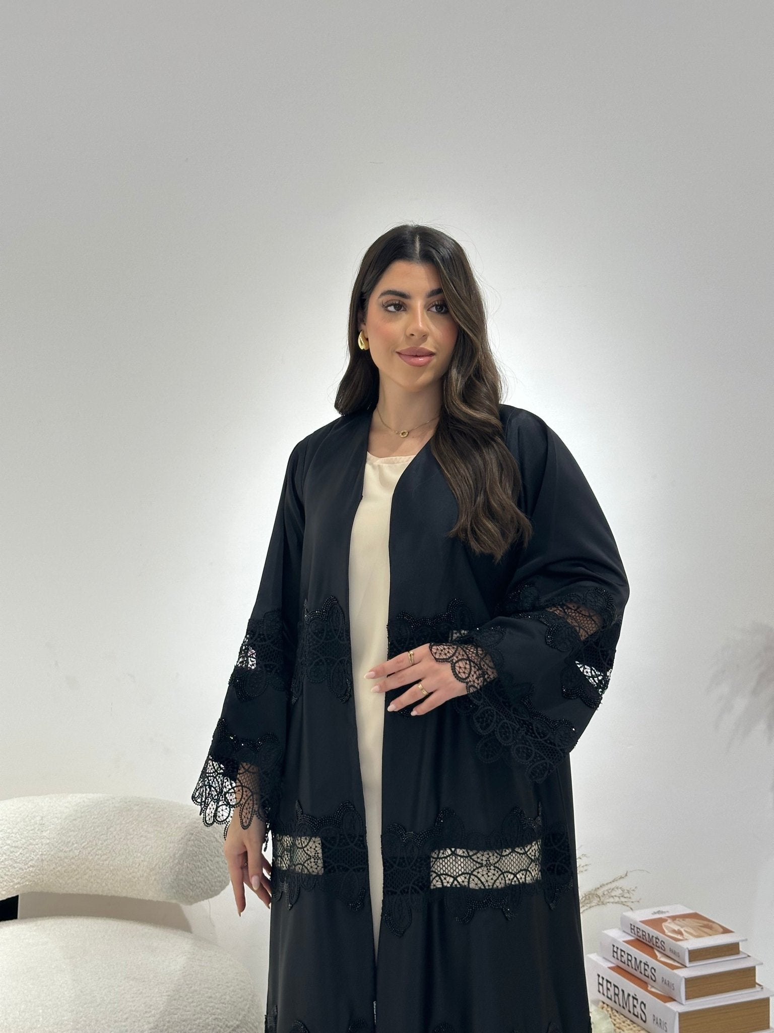 C 1316 Black Lace Abaya