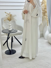 C 1320 Off White Embroidered Abaya