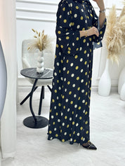 C 1323 Black Polka Dot Printed Abaya