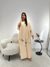 C 1342 Dark Cream Beaded Abaya
