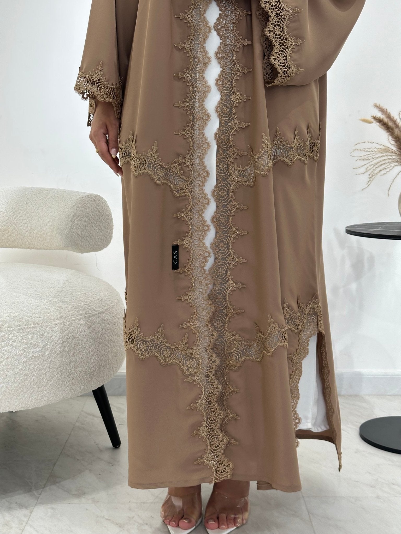 C 1344 Camel Lace abaya