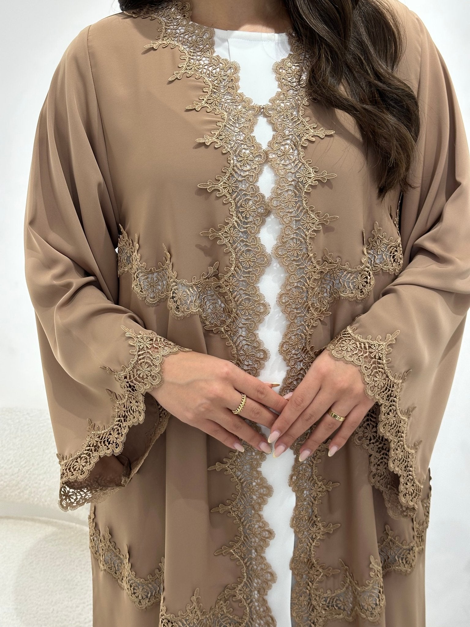 C 1344 Camel Lace abaya