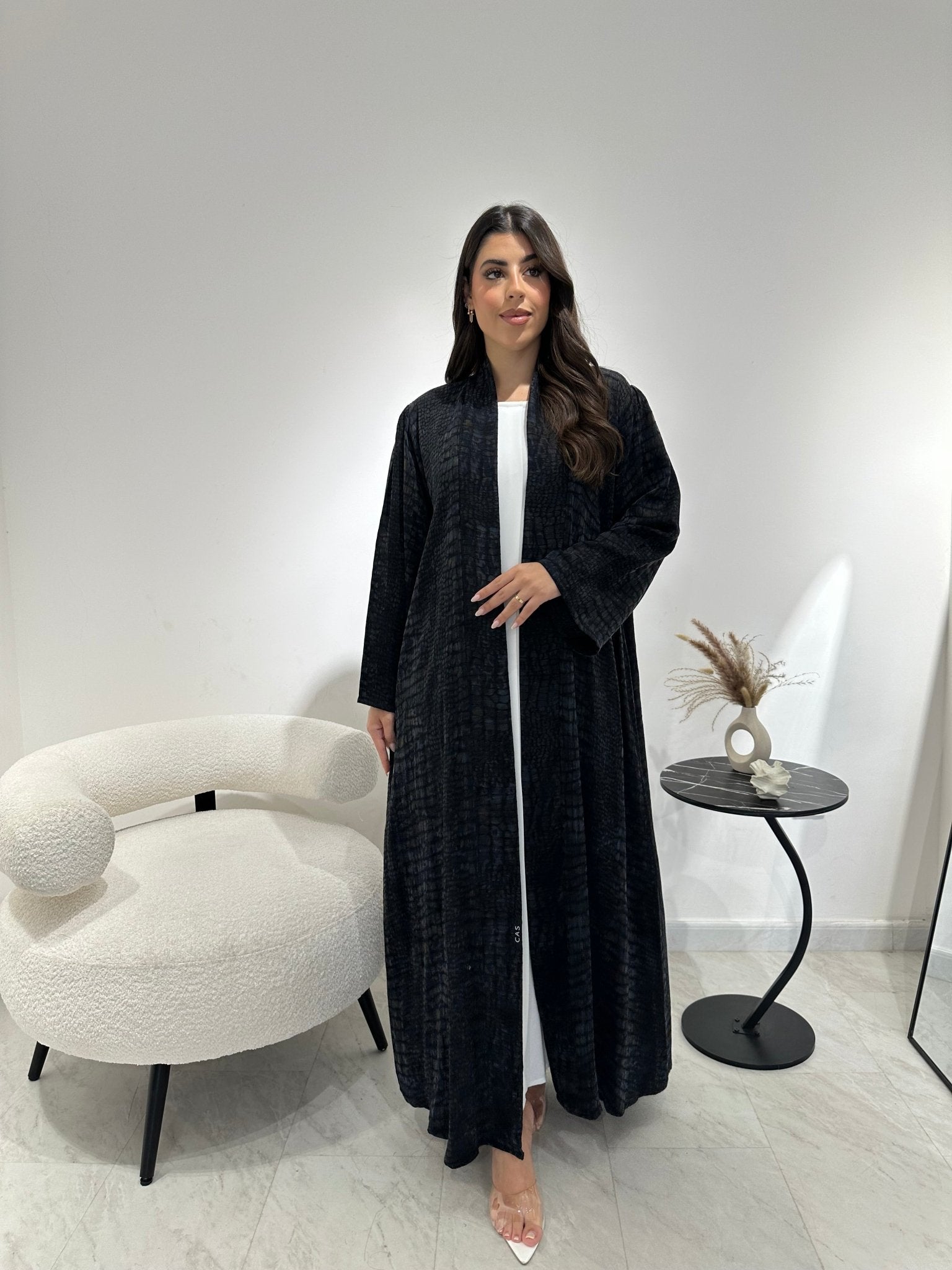 C 1347 Grey black Abaya