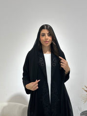 C 1349 Black Coat Beaded Abaya