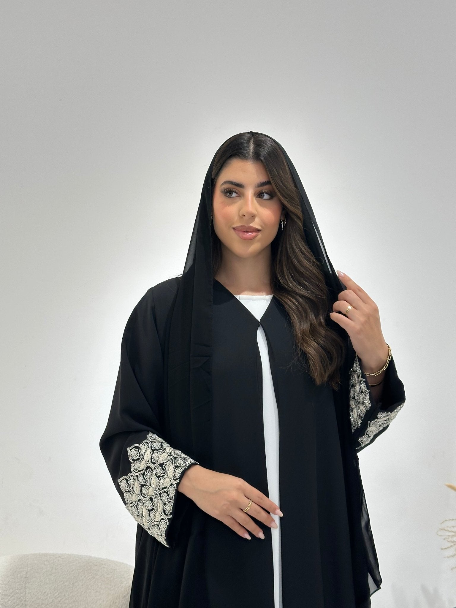 C 1350 Black Beaded Abaya