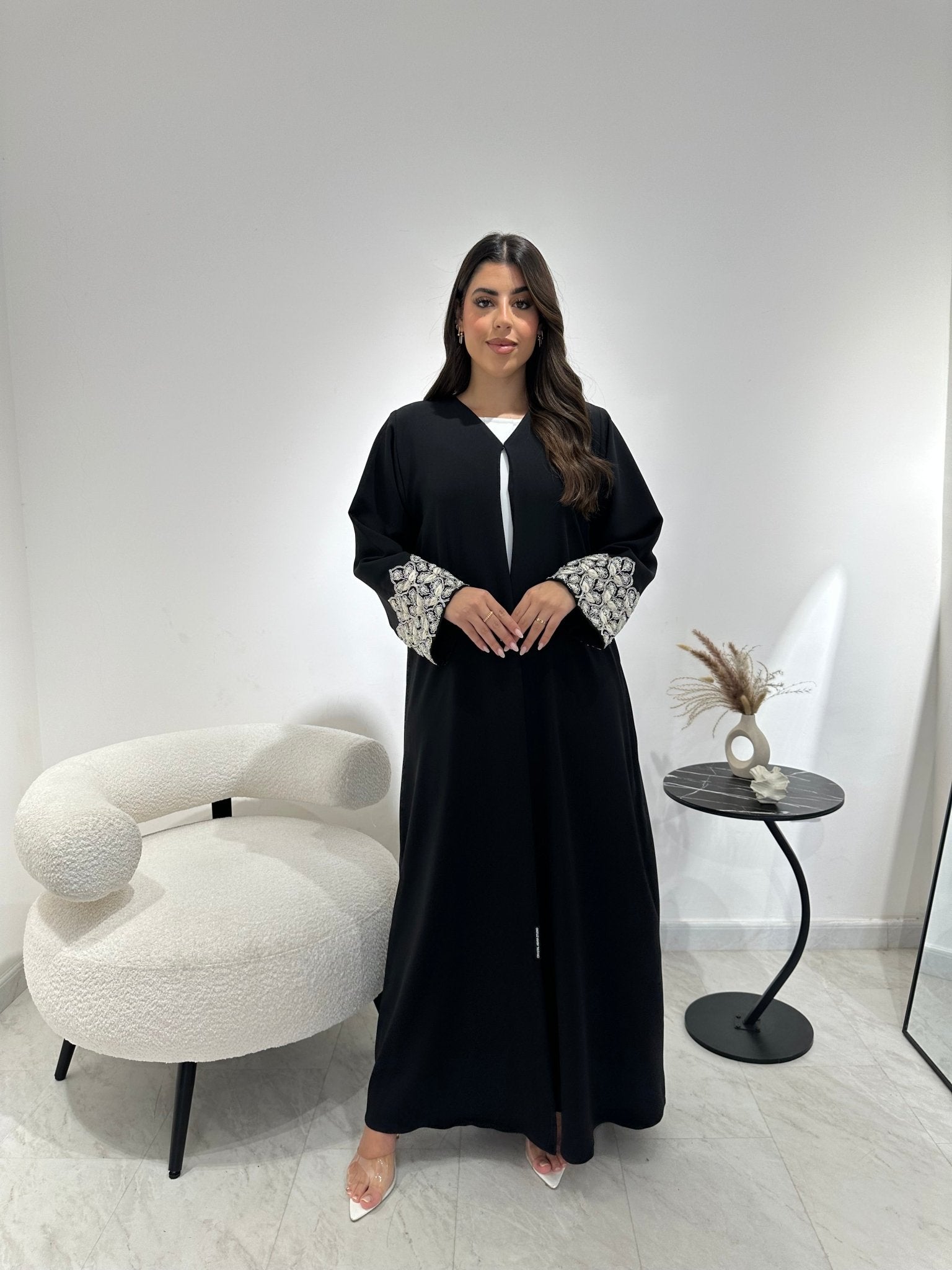 C 1350 Black Beaded Abaya