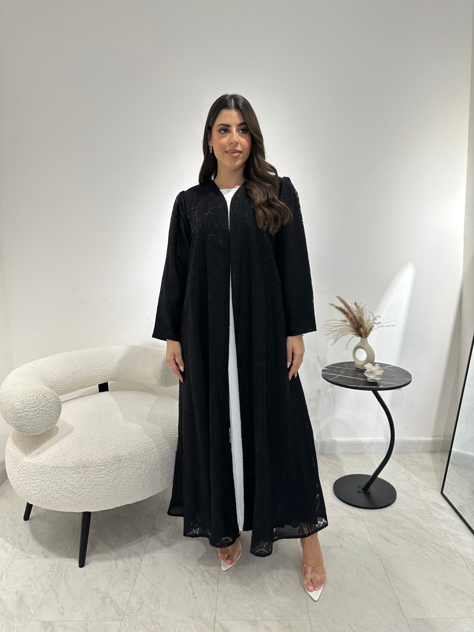 C 1353 Black Floral Abaya