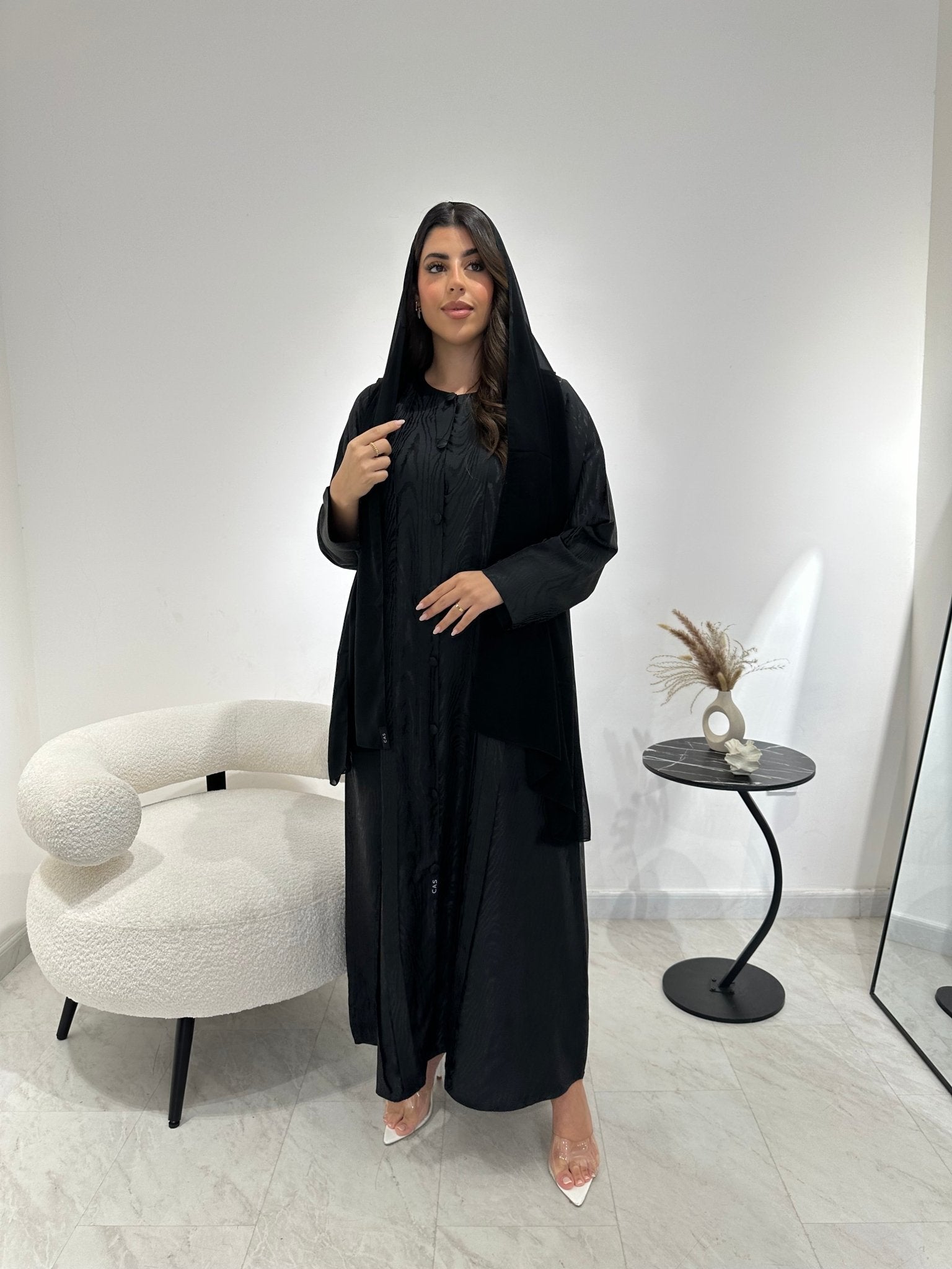 C 1355 Black Striped Abaya