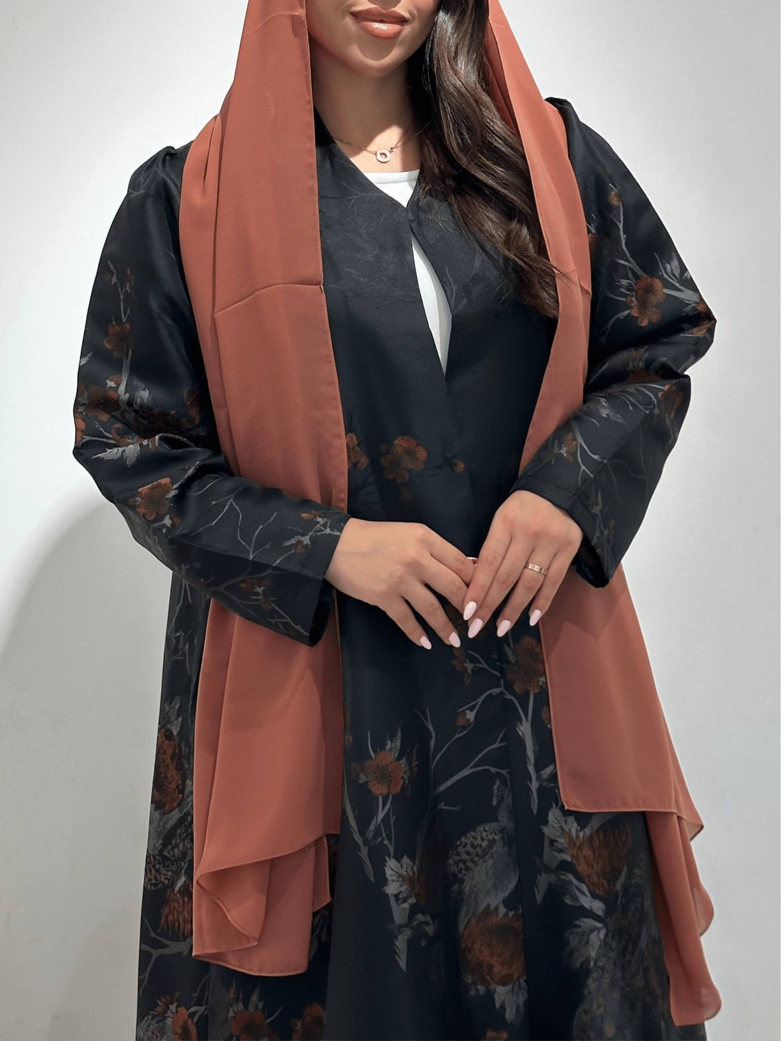 C 1357 - 01 Cinnamon Peacock Printed Abaya