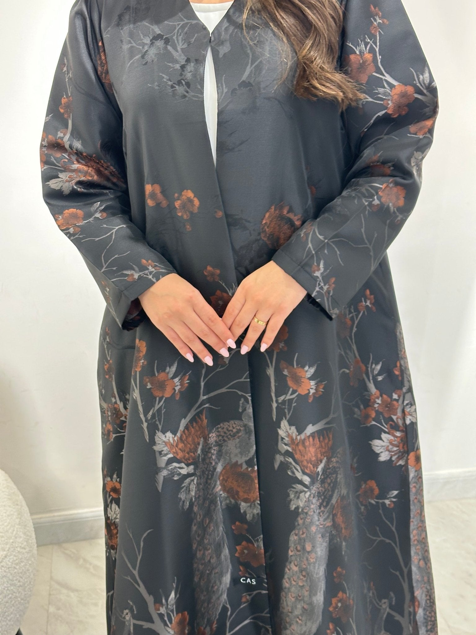 C 1357 - 01 Cinnamon Peacock Printed Abaya