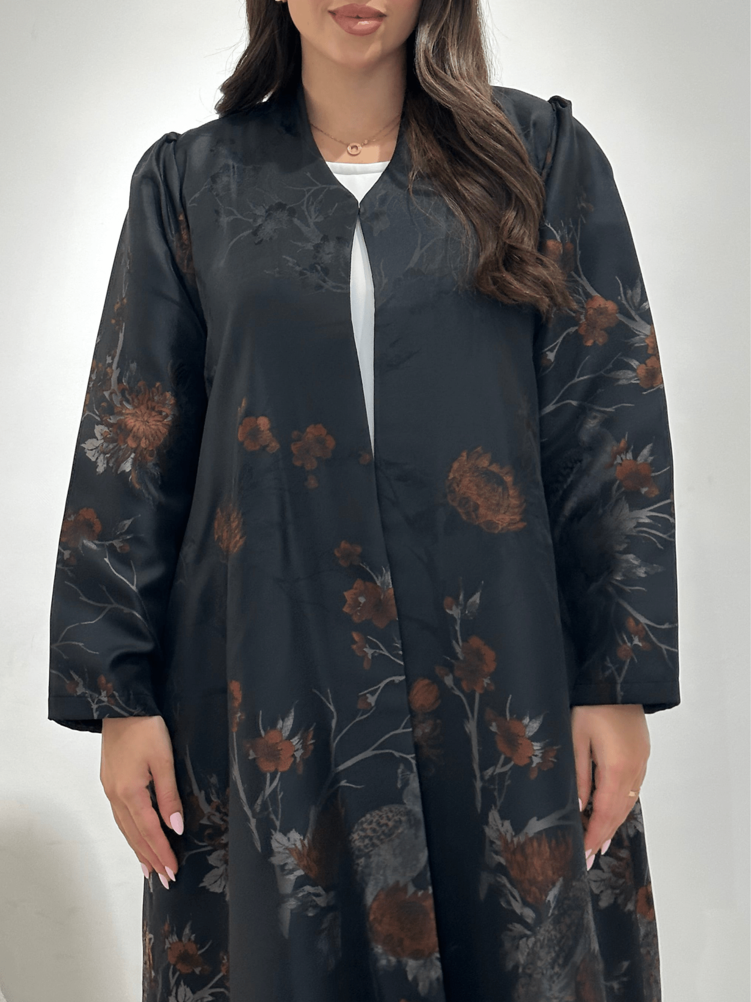 C 1357 - 01 Cinnamon Peacock Printed Abaya