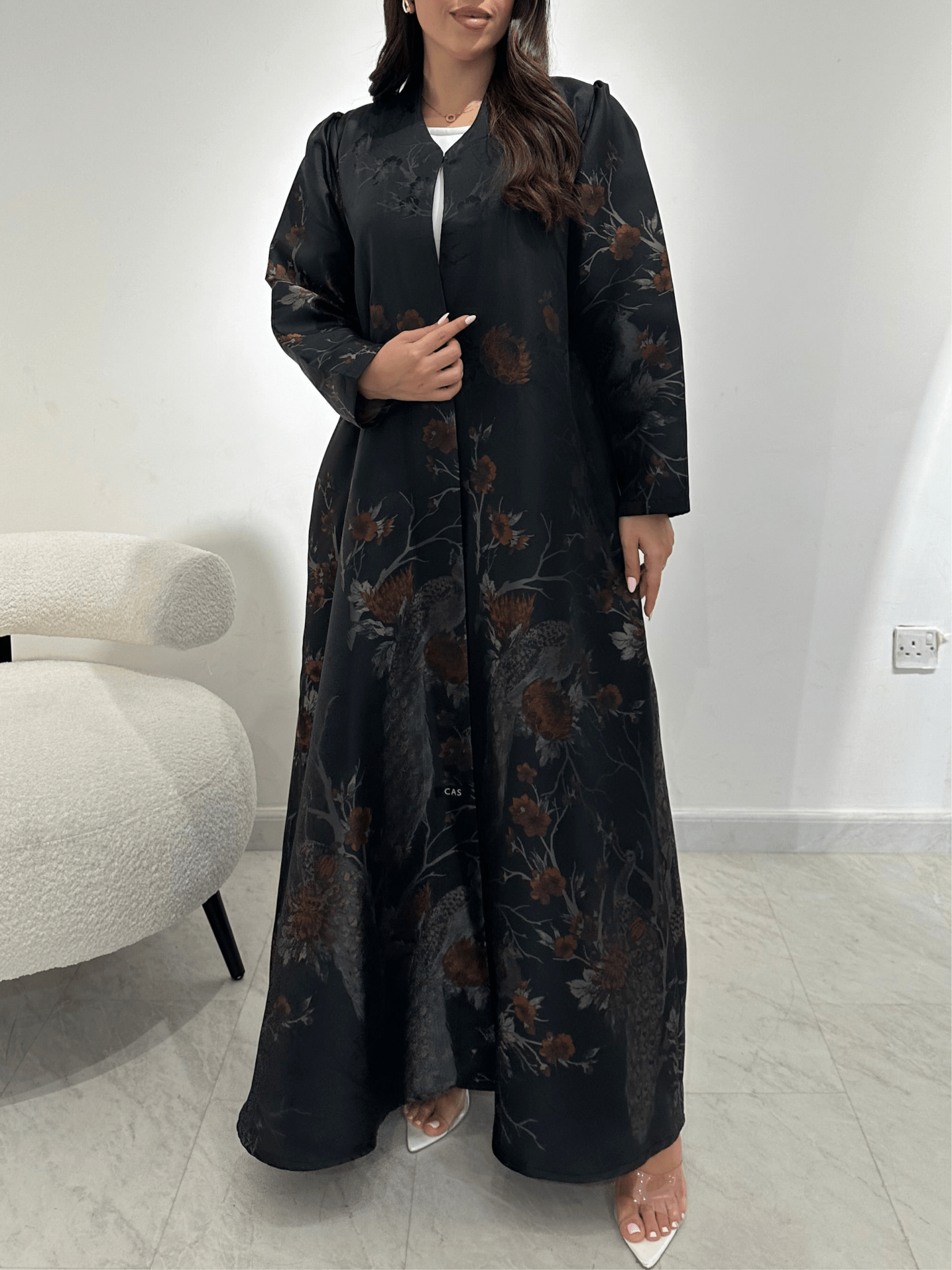 C 1357 - 01 Cinnamon Peacock Printed Abaya