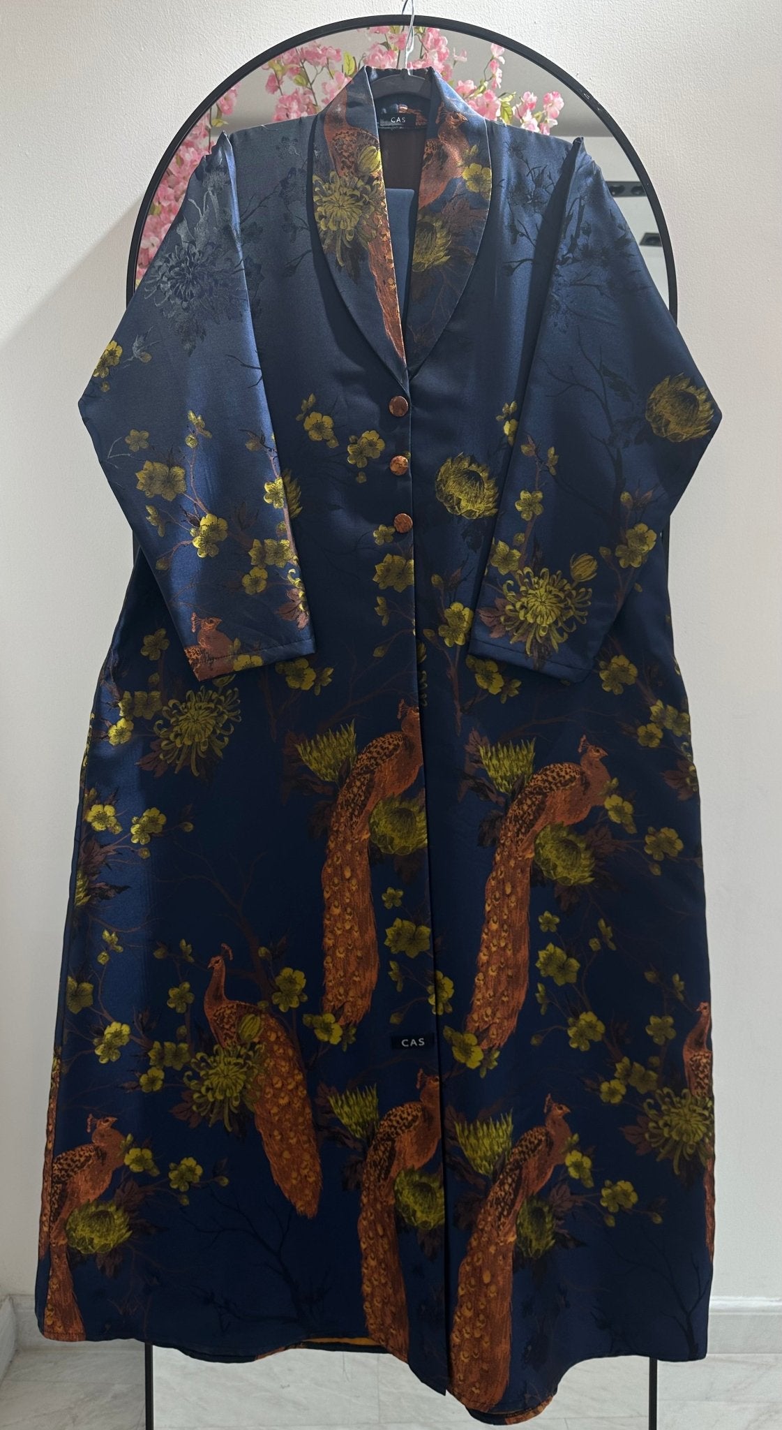 C 1357 - 06 Blue Peacock Printed Abaya