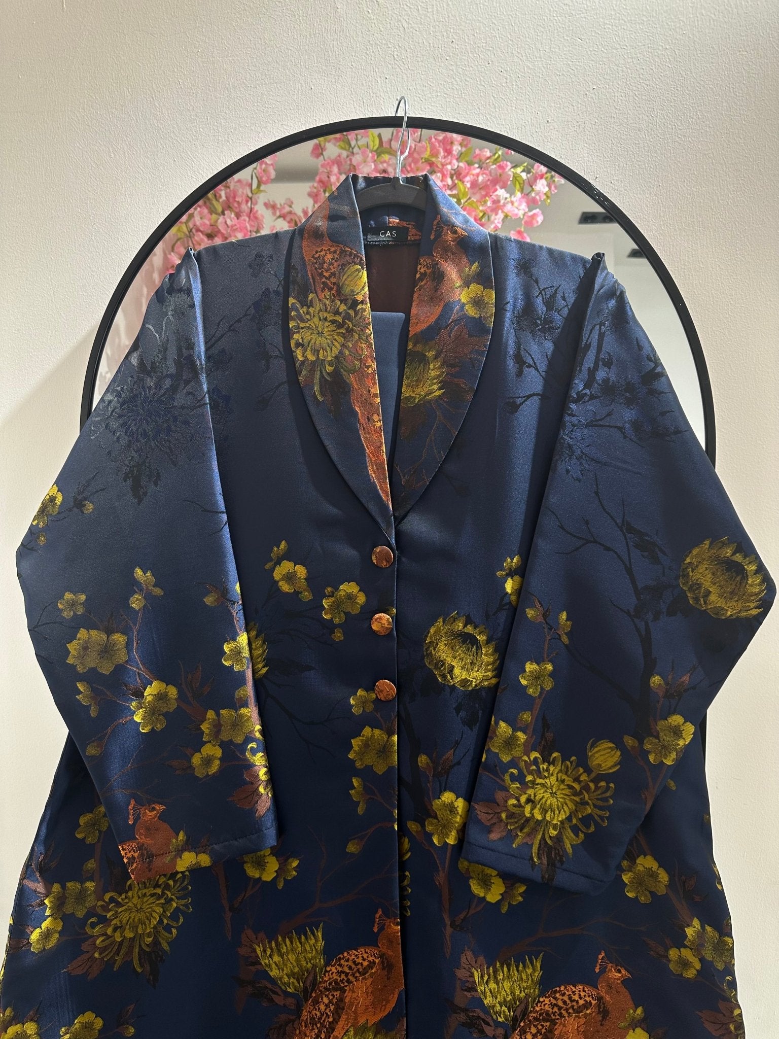 C 1357 - 06 Blue Peacock Printed Abaya