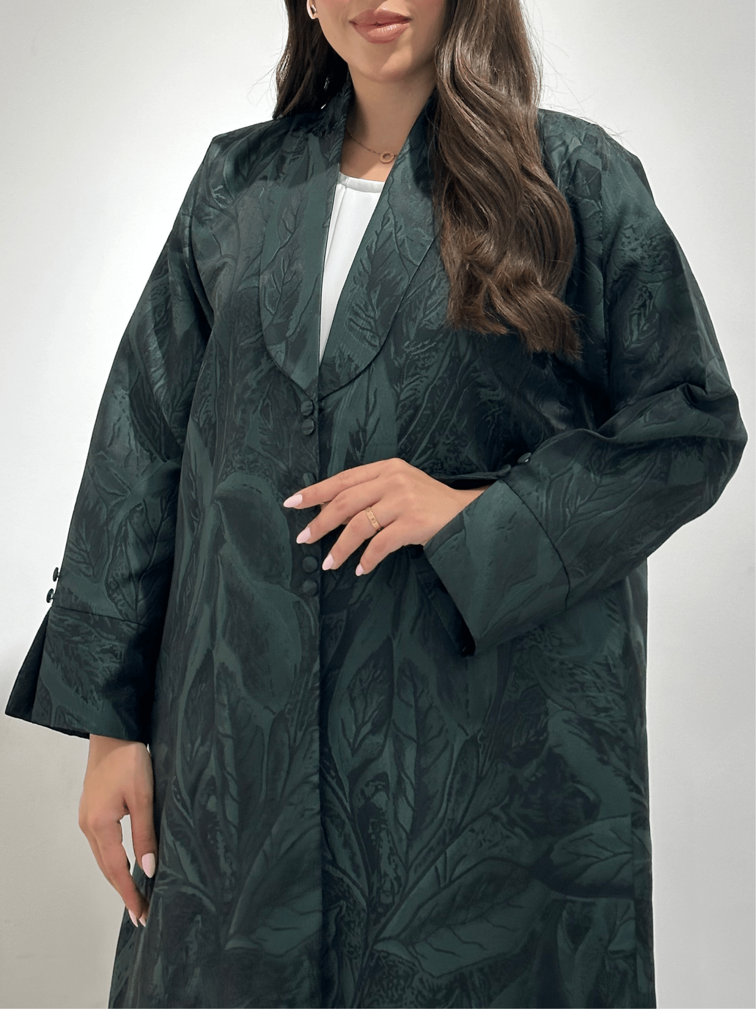 C 1358 - 01 Dark Green Printed Abaya