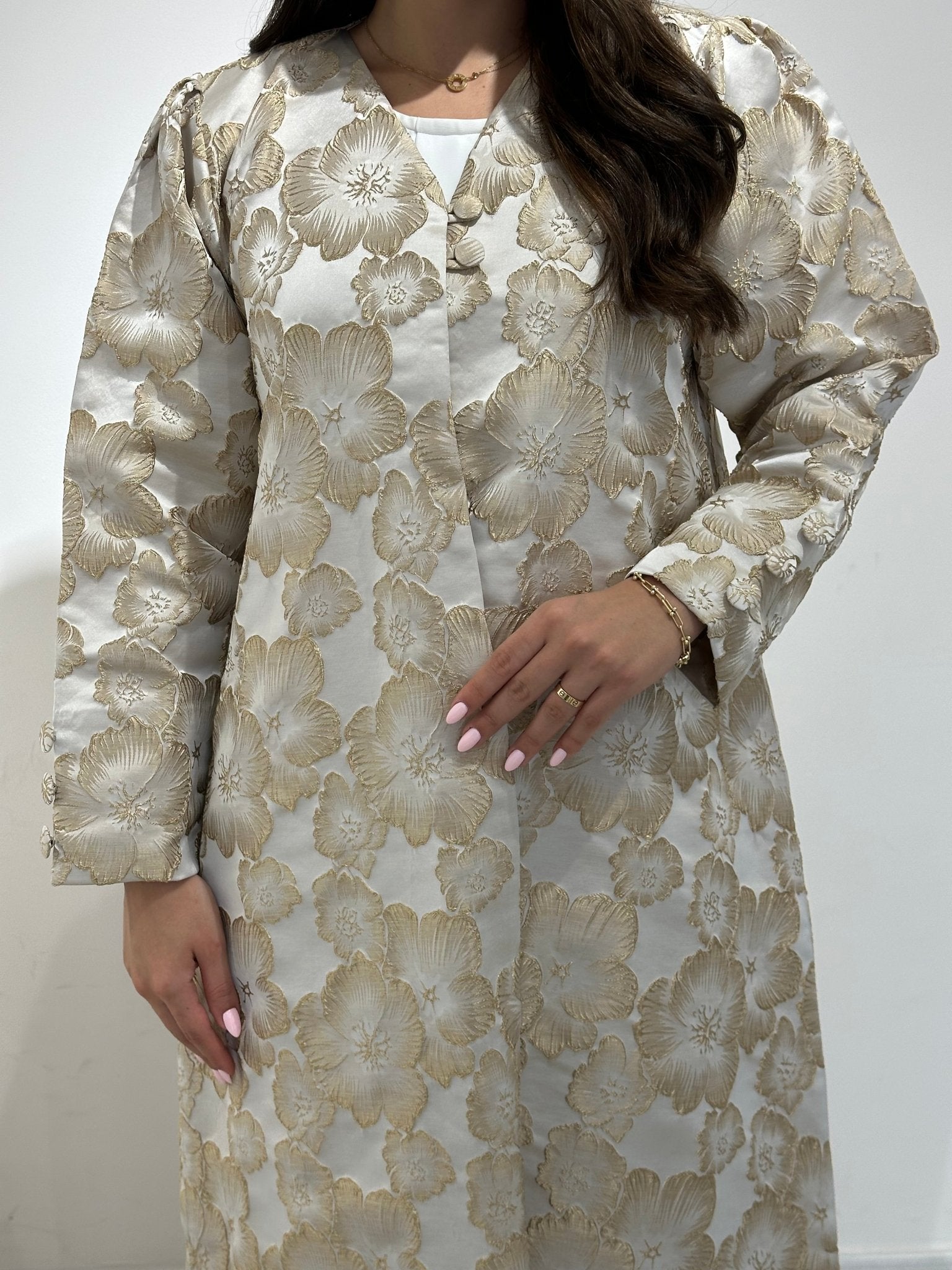 C 1359 - 01 Golden Floral Printed Abaya