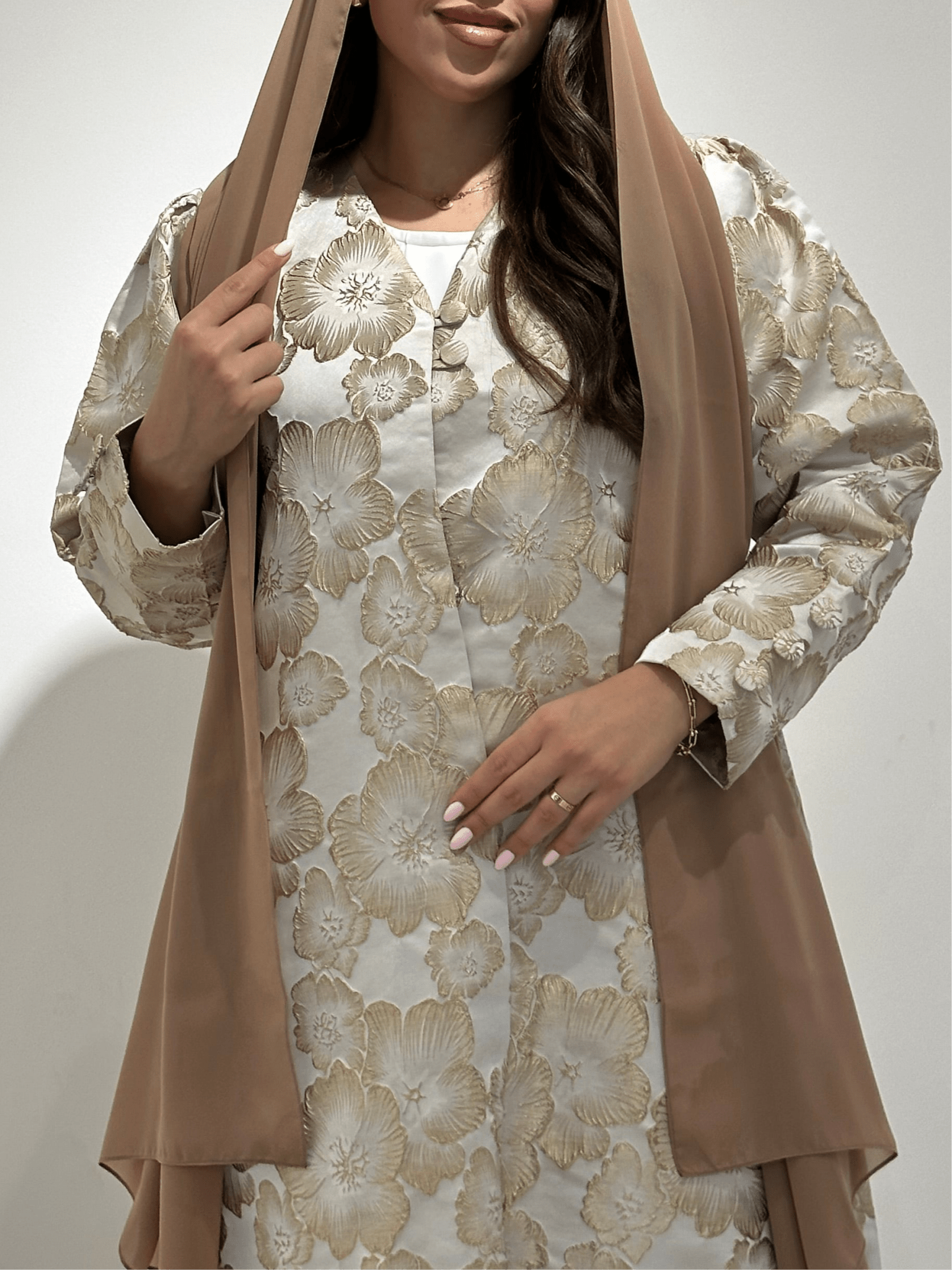 C 1359 - 01 Golden Floral Printed Abaya