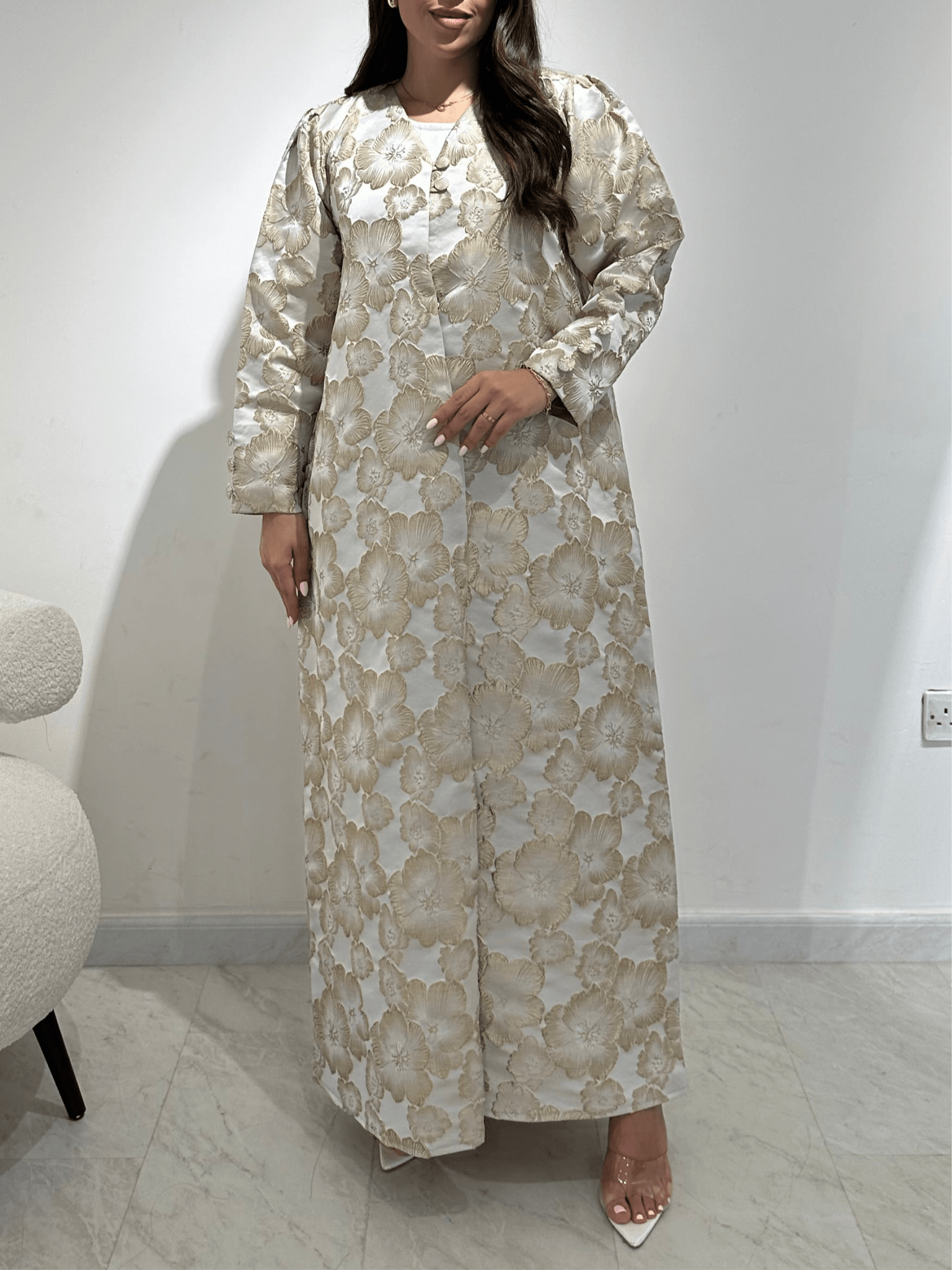 C 1359 - 01 Golden Floral Printed Abaya
