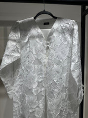 C 1359 - 04 White Floral Printed Abaya