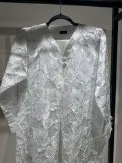 C 1359 - 04 White Floral Printed Abaya