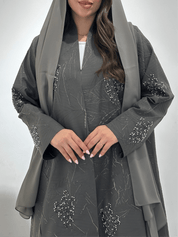 C 1362 - 01 Grey Beaded Abaya