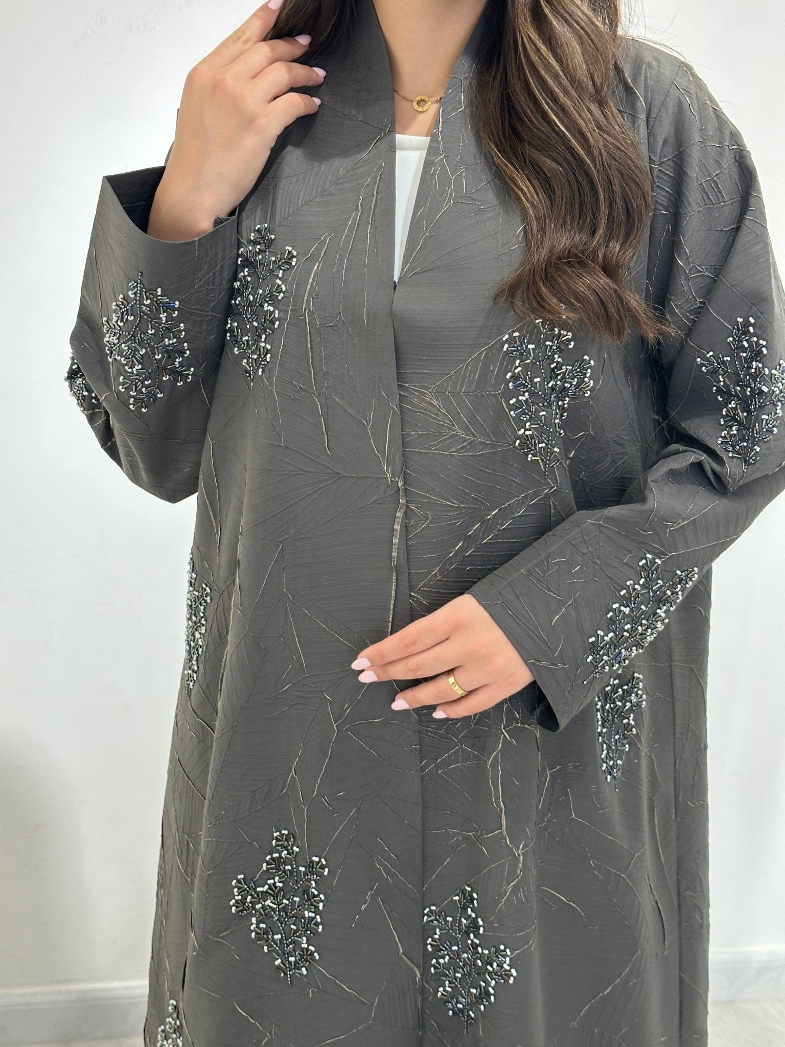 C 1362 - 01 Grey Beaded Abaya