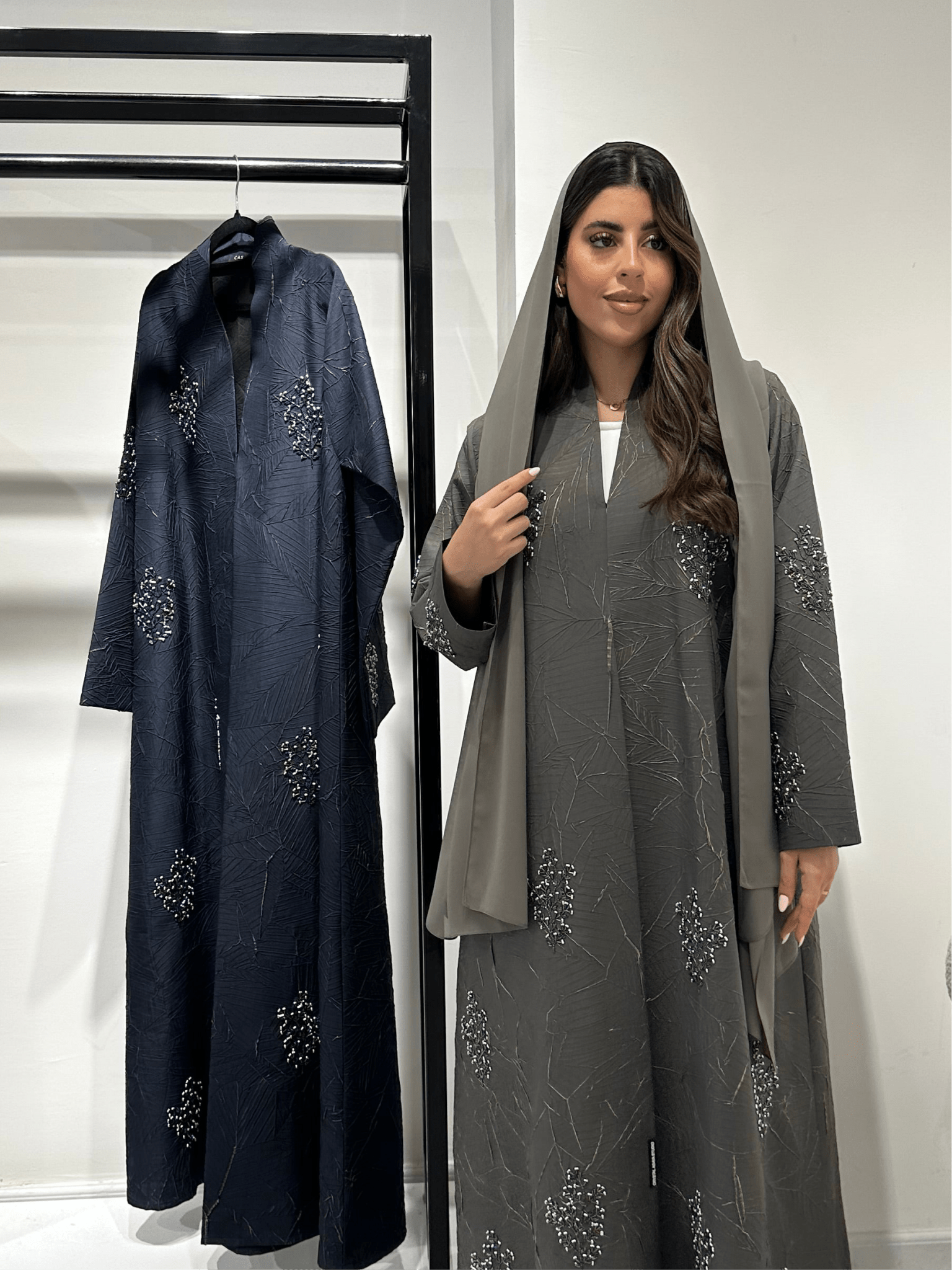 C 1362 - 01 Grey Beaded Abaya