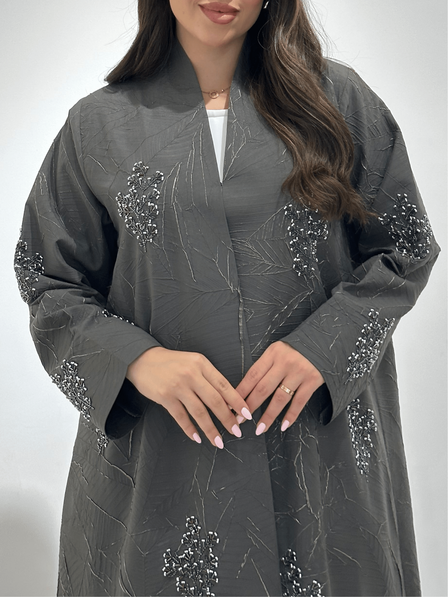 C 1362 - 01 Grey Beaded Abaya