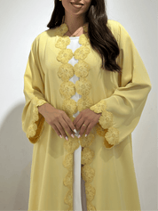C 1375 Yellow Flowery Lace Abaya