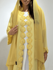 C 1375 Yellow Flowery Lace Abaya