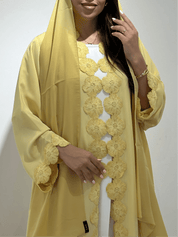 C 1375 Yellow Flowery Lace Abaya