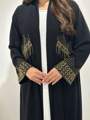 C 1379 Black Gold Bejeweled Abaya