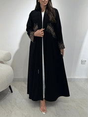 C 1379 Black Gold Bejeweled Abaya