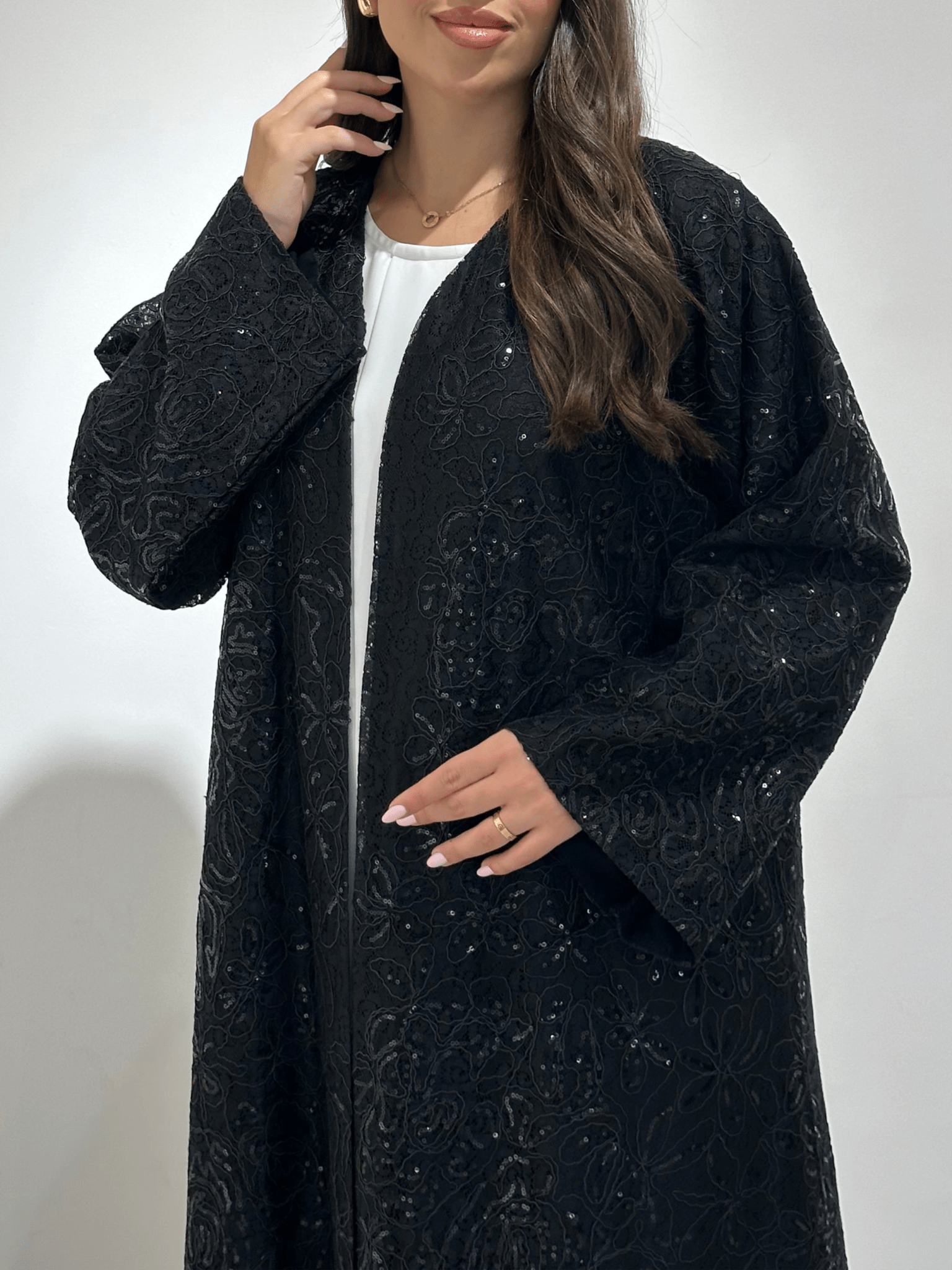 C 1382 Black Dantel Abaya