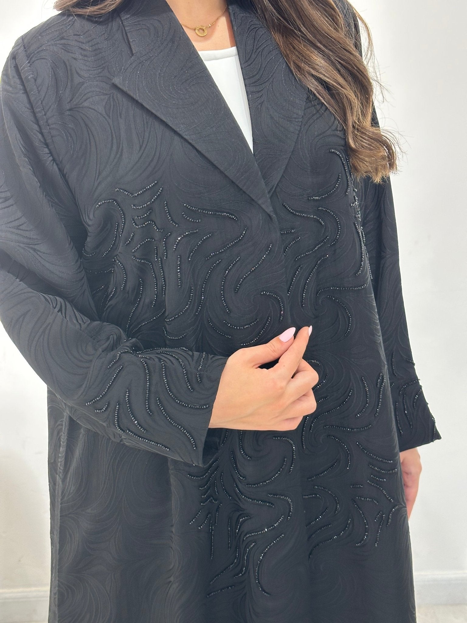 C 1383 Black Beaded Abaya