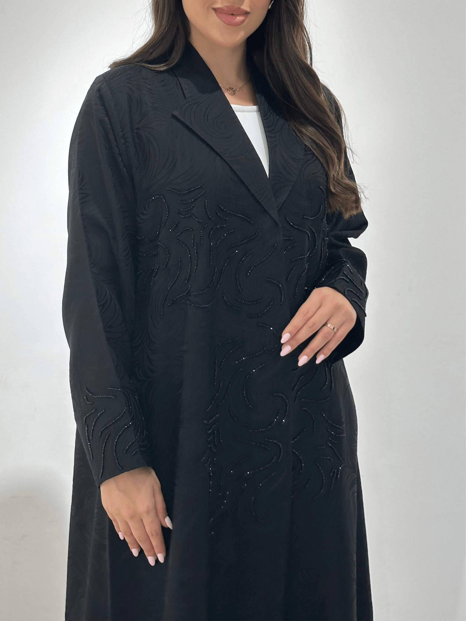 C 1383 Black Beaded Abaya