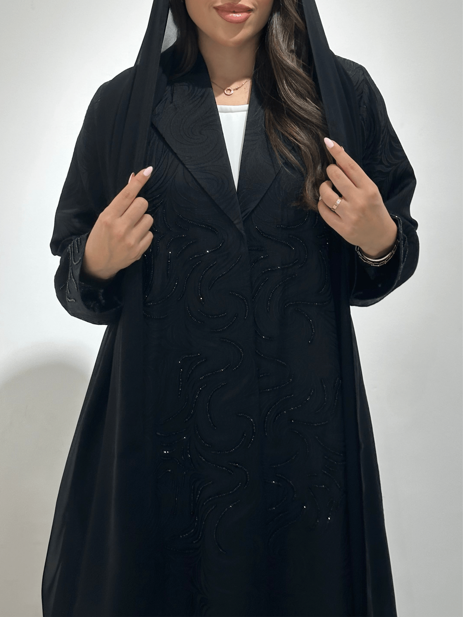 C 1383 Black Beaded Abaya