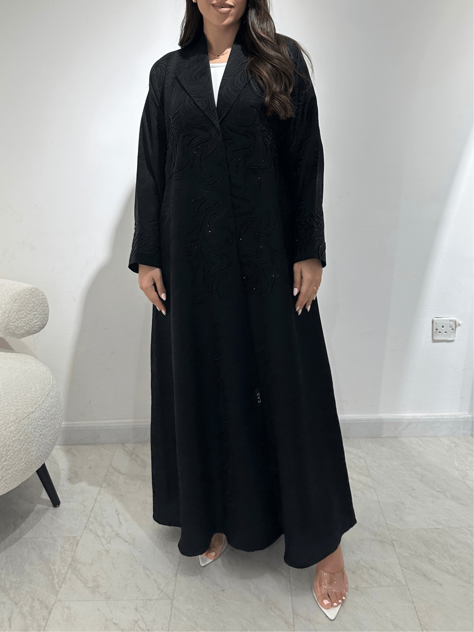 C 1383 Black Beaded Abaya