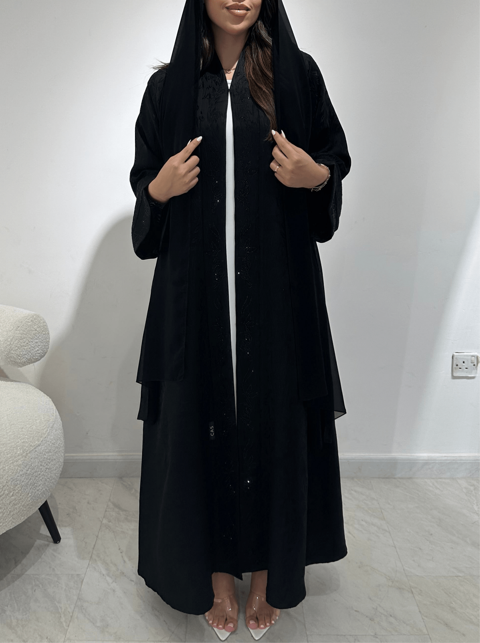 C 1385 Black Beaded Abaya