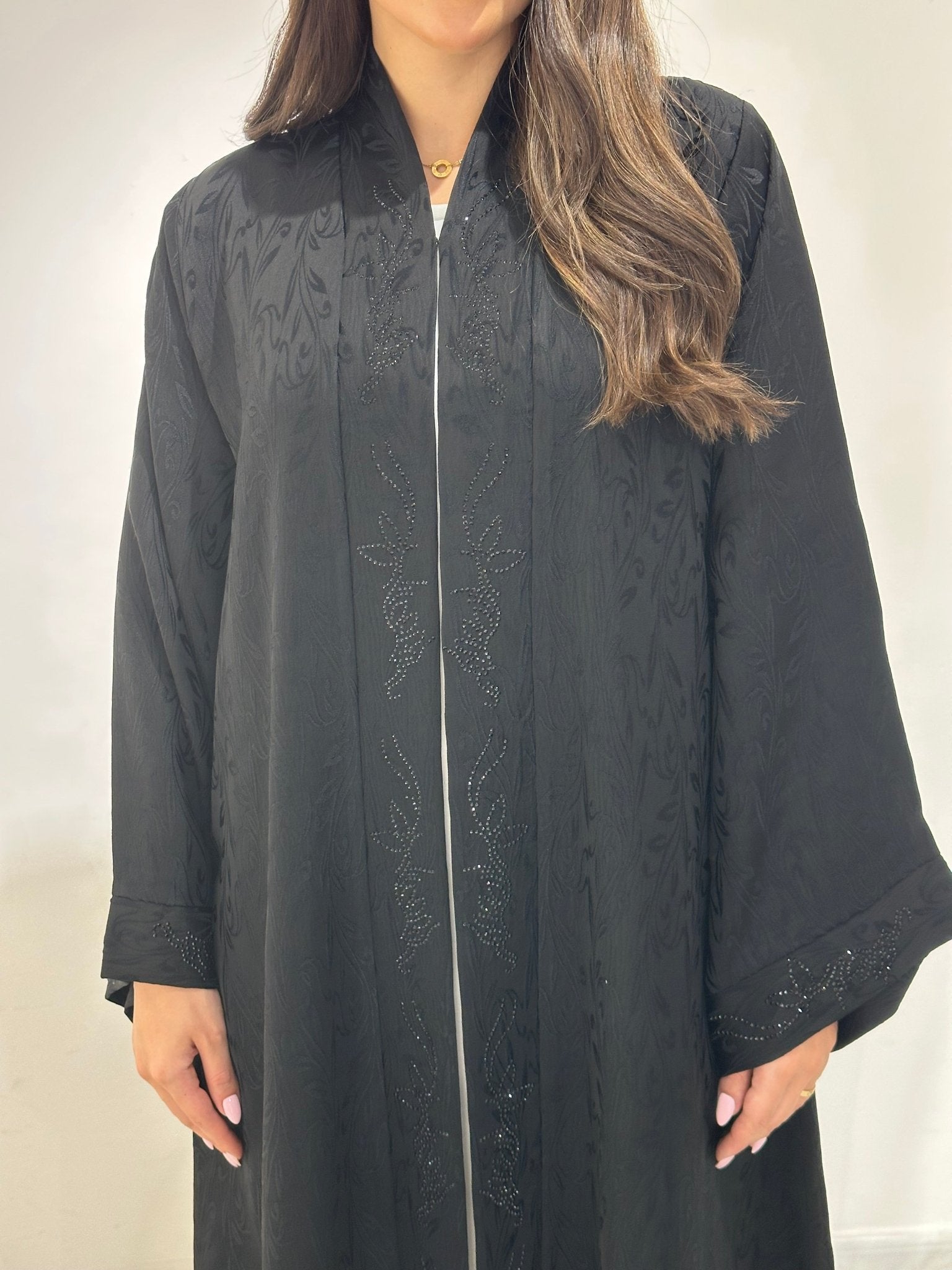 C 1385 Black Beaded Abaya